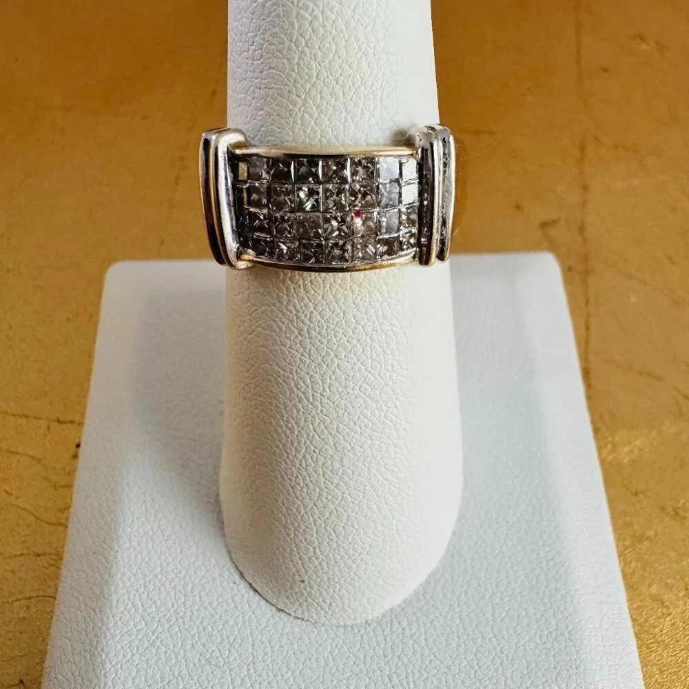 14K Yellow and White Gold Channel Set Band Ring Wedding Anniversary size 7